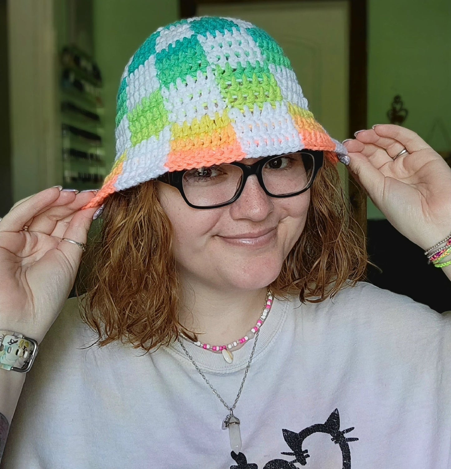 Rainbow Checkered Bucket Hat