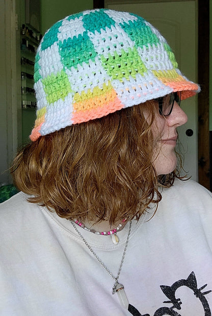 Rainbow Checkered Bucket Hat