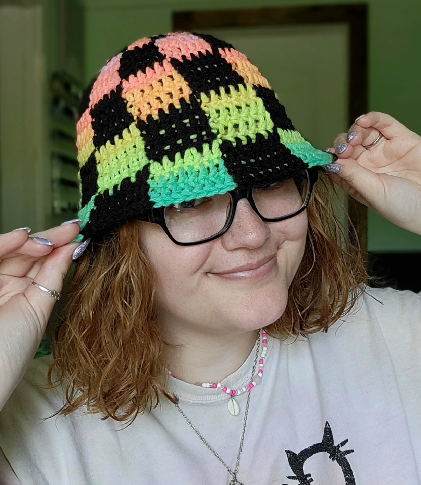 Rainbow Checkered Bucket Hat