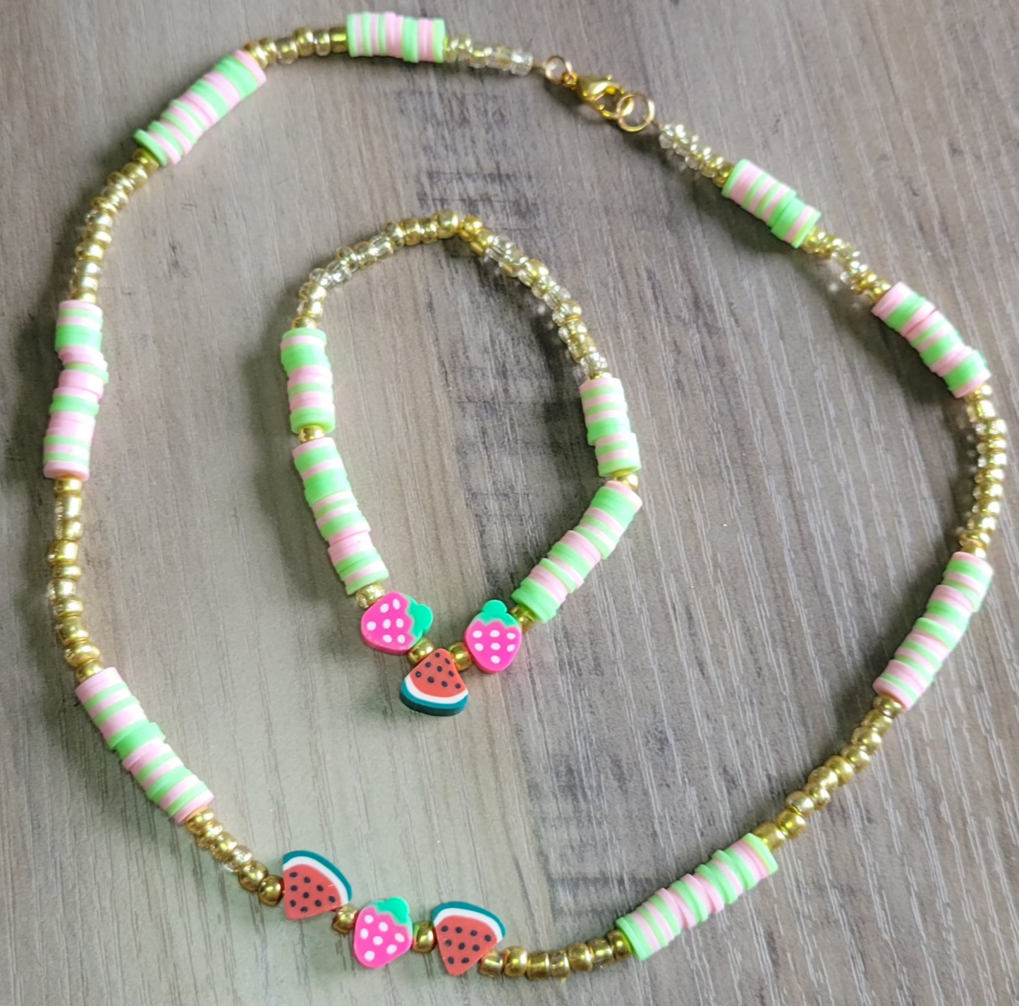 Watermelon Berry Necklace and Bracelet Set