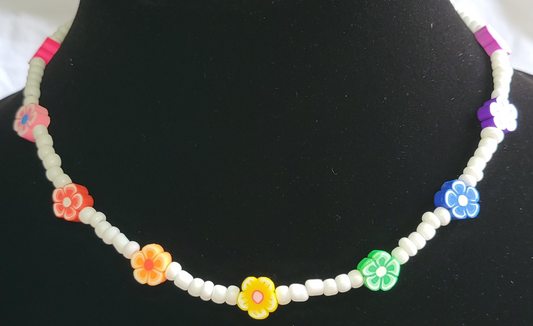 Rainbow Hawaiian Necklace and Bracelet Set